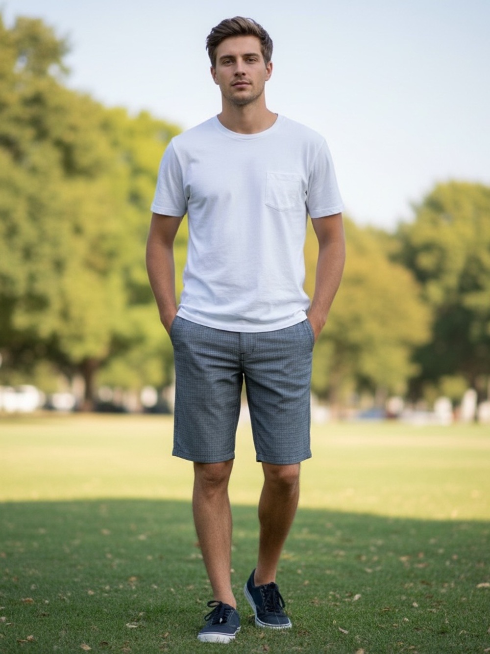 O'Neill Men's Gray Checked Flat Front Shorts
